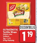 Tortilla Wraps von GUT&GÜNSTIG für 1,19 € bei EDEKA im Angebot Tortilla Wraps von GUT&GÜNSTIG im aktuellen EDEKA Prospekt