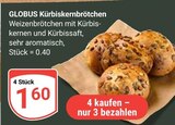Kürbiskernbrötchen im Angebot bei GLOBUS in Hof Kürbiskernbrötchen Angebote von Globus bei GLOBUS Hof für 1,60 €