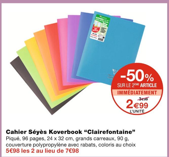 Promo Clairefontaine lot de 5 cahiers chez Carrefour Market