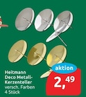 Deco Metall-Kerzenteller im budni Prospekt Deco Metall-Kerzenteller von Heitmann im aktuellen budni Prospekt für 2,49 €