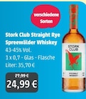Straight Rye Spreewälder Whiskey im Angebot bei GetränkeLand Mayer in Pirna Straight Rye Spreewälder Whiskey Angebote von Stork Club bei GetränkeLand Mayer Pirna für 24,99 €