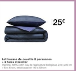 Lot housse de couette 2 personnes + 2 taies d'oreiller en promo chez Monoprix Le Havre à 25,00 €