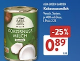 Kokosnussmilch im ALDI SÜD Prospekt Kokosnussmilch von ASIA GREEN GARDEN im aktuellen ALDI SÜD Prospekt für 0,89 €