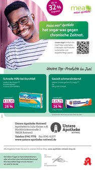 mea - meine apotheke Prospekt der Woche "Unsere Juni-Angebote" Seite 1, 01.06.2026 bis 30.06.2026 für Rottweil Aktueller mea - meine apotheke Prospekt "Unsere Juni-Angebote" Seite 1 von 4 Seiten für Rottweil