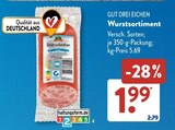Wurstsortiment von Gut Drei Eichen im aktuellen ALDI SÜD Prospekt für 1,99 €