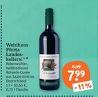 Rebenwühler halbtrockener Rotwein-Cuvée Angebote von Weinhaus Pforta Landeskellerei bei tegut Erfurt für 7,99 €