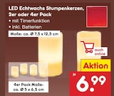Aktuelles LED Echtwachs Stumpenkerzen, 2er Pack Angebot bei Netto Marken-Discount in Offenbach (Main) ab 6,99 €