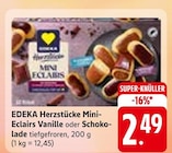 Herzstücke Mini-Eclairs Vanille oder Schokolade bei EDEKA im Grafenau Prospekt für 2,49 €