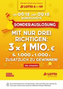 Aktueller Lotto Baden-Württemberg Prospekt "Sonderauslosung" Seite 1 von 1 Seite für Ulm