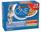 Effilés en sauce pour chat stérilisé poulet boeuf saumon dinde - PURINA ONE en promo chez U Express Brest à 3,87 €