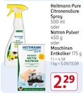 Heitmann Pure Citronensäure Spray oder Natron Pulver oder Maschinen Entkalker Angebote von Heitmann bei Rossmann Rheda-Wiedenbrück für 2,29 €