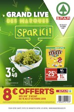 Catalogue Spar "Le grand live des marques Spar ici !", 8 pages, à Canet Plage, 16/10/2019 - 27/10/2019 Prospectus Spar "Le grand live des marques Spar ici !", 8 pages, à Canet Plage, 16/10/2019 - 27/10/2019