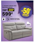 Canapé 3 places relax électrique Sandro - But à Val-de-Reuil Canapé 3 places relax électrique Sandro en promo chez But Val-de-Reuil à 599,00 €