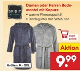 Damen oder Herren Bademantel mit Kapuze Angebote von Spirit bei Netto Marken-Discount Meerbusch für 9,99 €