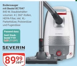 Bodensauger mit Beutel BC7047 Angebote von SEVERIN bei GLOBUS Bruchsal für 9,99 €
