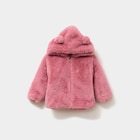 Veste à capuche fausse fourrure vieux rose bébé fille dans le catalogue La Halle