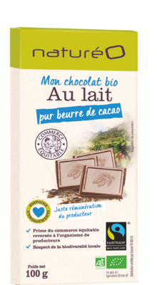 CHOCOLAT AU LAIT PUR BEURRE DE CACAO - NaturéO à Saint-Herblain CHOCOLAT AU LAIT PUR BEURRE DE CACAO en promo chez NaturéO Saint-Herblain à 2,35 €
