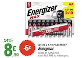 Lot de 2 x 10 Piles Max AA - ENERGIZER - E.Leclerc Lot de 2 x 10 Piles Max AA - ENERGIZER à 8,90 € dans le catalogue E.Leclerc