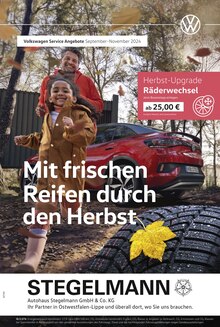 Aktueller Volkswagen Prospekt "Mit frischen Reifen durch den Herbst" Seite 1 von 1 Seite für Lemgo