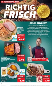 Backschinken Angebot im Kaufland Prospekt, gültig von 22.01.2026 bis 28.01.2026 Backschinken Angebot im aktuellen Kaufland Prospekt auf Seite 22