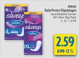 Daily Protect Slipeinlagen L im Angebot bei diska in Hof Daily Protect Slipeinlagen L Angebote von always bei diska Hof für 2,59 €