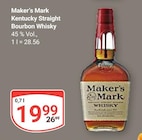 Kentucky Straight Bourbon Whisky Angebote von Maker's Mark bei GLOBUS Ludwigshafen für 19,99 €