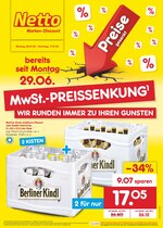 Netto Marken-Discount Prospekt für Berlin mit 43 Seiten Netto Marken-Discount Prospekt für Berlin: "MwSt.-PREISSENKUNG - WIR RUNDEN IMMER ZU IHREN GUNSTEN", 43 Seiten, 06.07.2020 - 11.07.2020