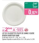 Lot de 10 assiettes pulpe de canne à sucre Ø18cm - CARREFOUR HOME - Supermarchés Match à Nancy Lot de 10 assiettes pulpe de canne à sucre Ø18cm - CARREFOUR HOME en promo chez Supermarchés Match Nancy à 1,93 €