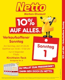 Netto Marken-Discount Prospekt für Kirchheim: "10% auf ALLES", 2 Seiten, 01.03.2026 - 01.03.2026