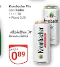 Pils im Angebot bei GLOBUS in Plauen Pils Angebote von Krombacher bei GLOBUS Plauen für 0,89 €