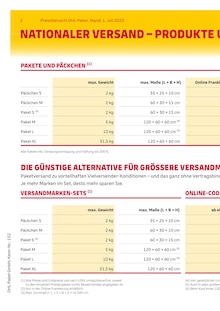 Aktueller DHL Paketshop Prospekt "PREISÜBERSICHT" Seite 2 von 11 Seiten für Duisburg