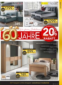 Bett im BRAUN Möbel-Center Prospekt "60 JAHRE BRAUN MÖBEL CENTER" mit 24 Seiten (Reutlingen)