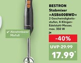 Stabmixer ASB600BWD im Angebot bei Kaufland in Halle Stabmixer ASB600BWD Angebote von Bestron bei Kaufland Halle für 17,99 €