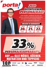 porta Möbel Prospekt "2020 ÖFFENTLICHER PERSONALKAUF", 2 Seiten, für Rinteln, 19.02.2020 - 22.02.2020 porta Möbel Prospekt "2020 ÖFFENTLICHER PERSONALKAUF", 2 Seiten, für Rinteln, 19.02.2020 - 22.02.2020