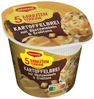 5 Minuten Terrine Kartoffelbrei mit Röstzwiebeln & Croutons oder 5 Minuten Terrine Nudeln in Rahmsauce Angebote von Maggi bei REWE Brühl für 0,79 €