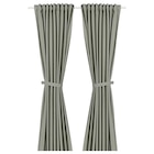 2 Gardinen + Raffhalter hell graugrün Angebote von LENDA bei IKEA Pforzheim für 29,99 €