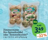 Aktuelles Bio-Spinatknödel oder -Semmelknödel Angebot bei tegut in Mannheim ab 3,49 €