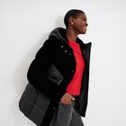 Doudoune bi-matière effet velours noir femme - La Halle à Quimper Doudoune bi-matière effet velours noir femme en promo chez La Halle Quimper à 69,99 €