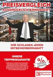Möbelzentrum Pforzheim Prospekt für Karlsruhe: "PREISVERGLEICH AUSDRÜCKLICH ERWÜNSCHT.", 4 Seiten, 18.04.2026 - 09.05.2026