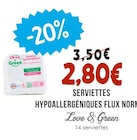 Serviettes hypoallergéniques Flux Normal - Love & Green à 2,80 € dans le catalogue Naturalia