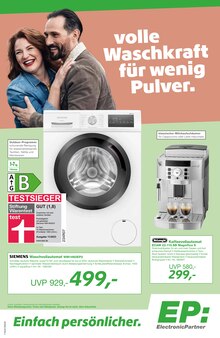 Waschmaschine im EP: Prospekt "volle Waschkraft für wenig Pulver." mit 12 Seiten (Mannheim)