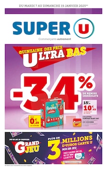 Prospectus Super U de la semaine "LA QUINZAINE DES PRIX ULTRA BAS" avec 1 pages, valide du 07/01/2025 au 19/01/2025 pour Lodève et alentours