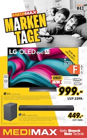 Fernseher im MEDIMAX Prospekt in Hainburg Aktueller MEDIMAX Prospekt mit Fernseher, "MEDIMAX MARKENTAGE", Seite 1