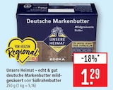 Deutsche Markenbutter mildgesäuert Angebote von Unsere Heimat bei Marktkauf Stuttgart für 1,29 €