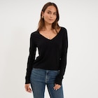Pull col en V manches longues noir femme dans le catalogue La Halle