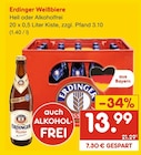 Weißbiere Hell oder Alkoholfrei im Angebot bei Netto Marken-Discount in Weiden Weißbiere Hell oder Alkoholfrei Angebote von Erdinger bei Netto Marken-Discount Weiden für 13,99 €