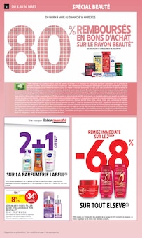 Prospectus Intermarché de la semaine "80%  REMBOURSÉS EN BONS D'ACHAT SUR LE RAYON BEAUTÉ" avec 2 pages, valide du 04/03/2025 au 16/03/2025 pour Rennes et alentours