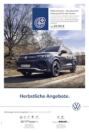 Volkswagen Prospekt für Untermarchtal mit 1} Seite Volkswagen Prospekt für Untermarchtal: "Herbstliche Angebote.", 1 Seite, 01.09.2025 - 30.11.2025