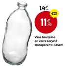 Vase bouteille en verre recyclé transparent H.35cm en promo chez Maxi Bazar Toulon à 11,99 €