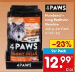 Hundenahrung Perlhuhn Gemüse Angebote von 4PAWS bei Netto Marken-Discount Jena für 12,99 €